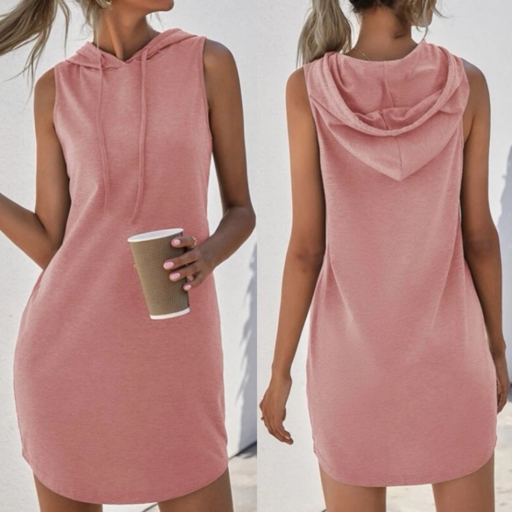 Minimalist Sleeveless Hoodie Casual Dress
